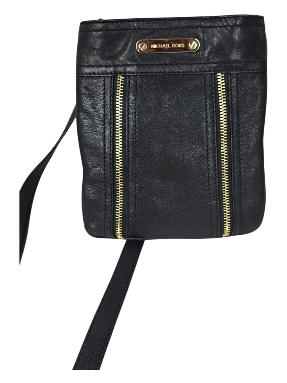 Michael Kors Black Leather Flat Crossbody Bag